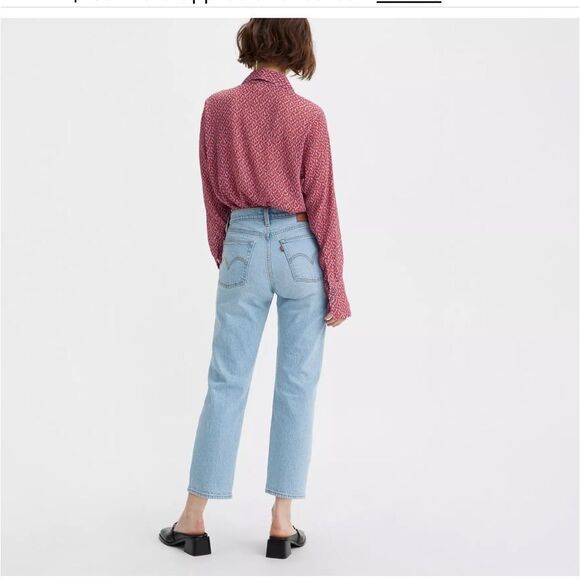 Levi’s Icon Wedgie Cropped Straight Leg High Rise Jean Rigid Denim Light Wash 32 - Picture 3 of 14